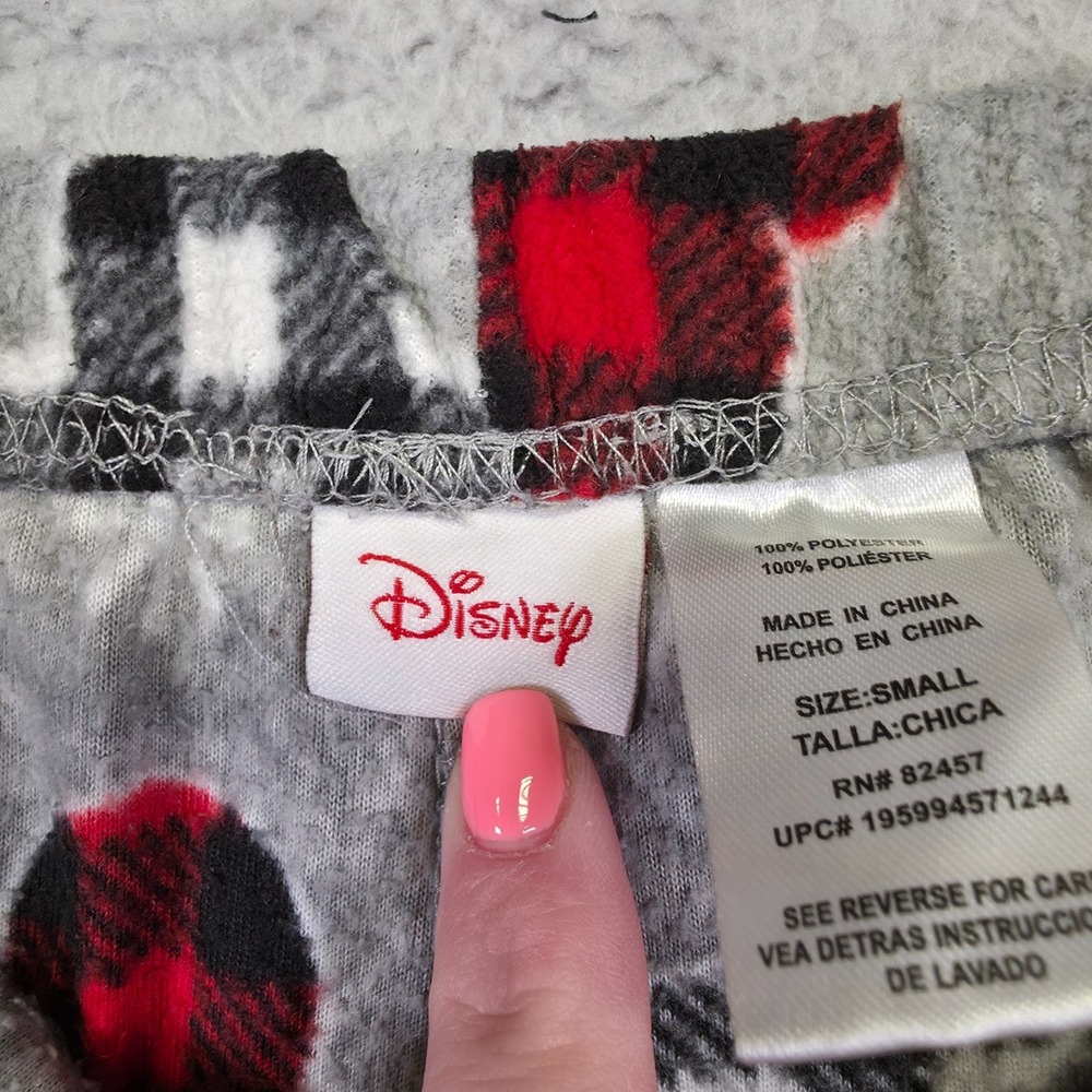 Disney Pajama Pants Womens S Gray Plaid Holiday Fleece Lined Mickey Mouse Lounge - Picture 7 of 11